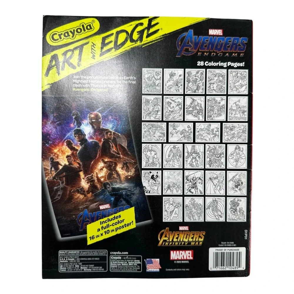 Crayola Art With Edge Avengers Endgame Coloring Book 28 Pages + Poster‎